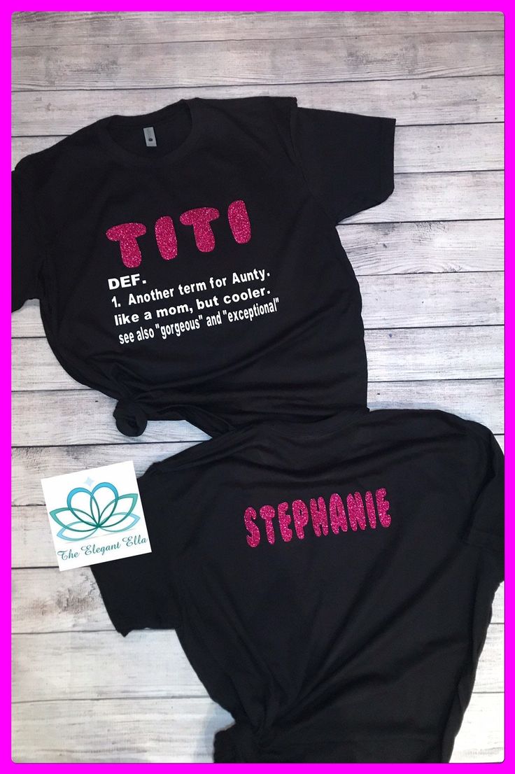 This is such an awesome shirt for any special Titi. My blanks are Bella Canvas OR next level-soft and wash well! I can do this on a fitted woman shirt or unisex loose, casual fit. If you have a preference please let me know. The shirt will be made with white and hot pink glitter but you can custom request colors too. Join my VIP facebook group for special coupons and weekly specials https://www.facebook.com/groups/1382348991994285/ you can also follow me here www.facebook.com/theelegantella Funny Text Cotton Shirt For Gift, Casual Shirt With Funny Text As Gift, Relaxed Fit Shirt With Funny Text For Gift, Casual Fitted T-shirt, Black Cotton Shirt As A Gift, Funny Print Shirt With Relaxed Fit As Gift, Relaxed Fit Shirt With Funny Print For Gift, Relaxed Fit Shirt With Funny Print As Gift, Black Fitted Top For Gift