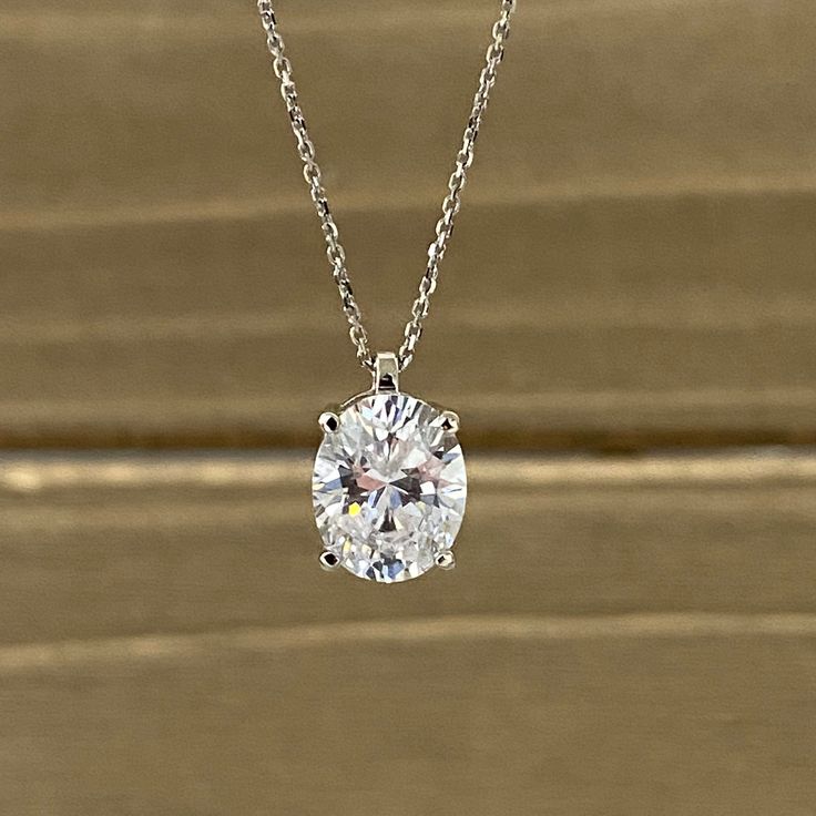 Oval Shape Pendant Necklace 14K White Gold, Dainty Layering Necklace, Mothers Day Gift, Simple Necklace, Bridal Jewelry, Pendant Necklace, #Pendant #Necklace #OvalShape #SimpleNecklace #LayeringNecklace #MothersDayGift #DaintyNecklace #BridalJewelry #PendantNecklace #14kWhiteGold Timeless Oval Diamond White Necklace, Silver Oval Moissanite Necklaces, Dazzling Oval Necklace With Prong Setting, Oval Sterling Silver Solitaire Necklace For Wedding, Timeless Oval Cubic Zirconia Necklaces, Oval Solitaire Sterling Silver Necklace For Wedding, Oval Diamond White Dazzling Necklace, Dazzling Oval Necklace With Brilliant Cut, Timeless Oval Cubic Zirconia Necklace