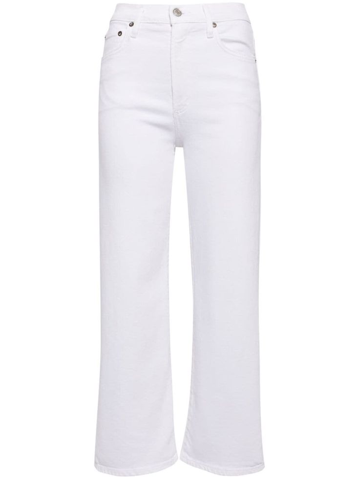 white stretch-cotton denim rivet detailing mid-rise belt loops concealed fly and button fastening classic five pockets straight leg Versace Outfit, Yoko London, City Dress, Jeans White, Summer Beach Wear, Ski Wear, Stretch Cotton, Denim Dress, All Fashion