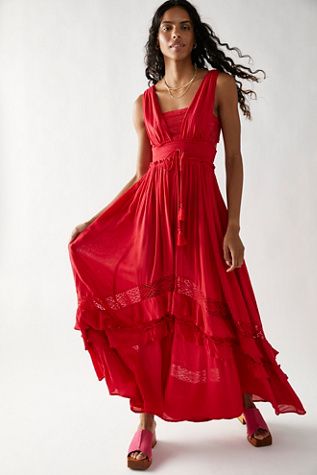 Santa Maria Maxi Dress | Free People Party Gown, Lace Inset, Dress With Tie, Party Gowns, Bohemian Dress, Shop Maxi Dresses, Santa Maria, Glamorous Evening Gowns, Flowing Maxi Dress