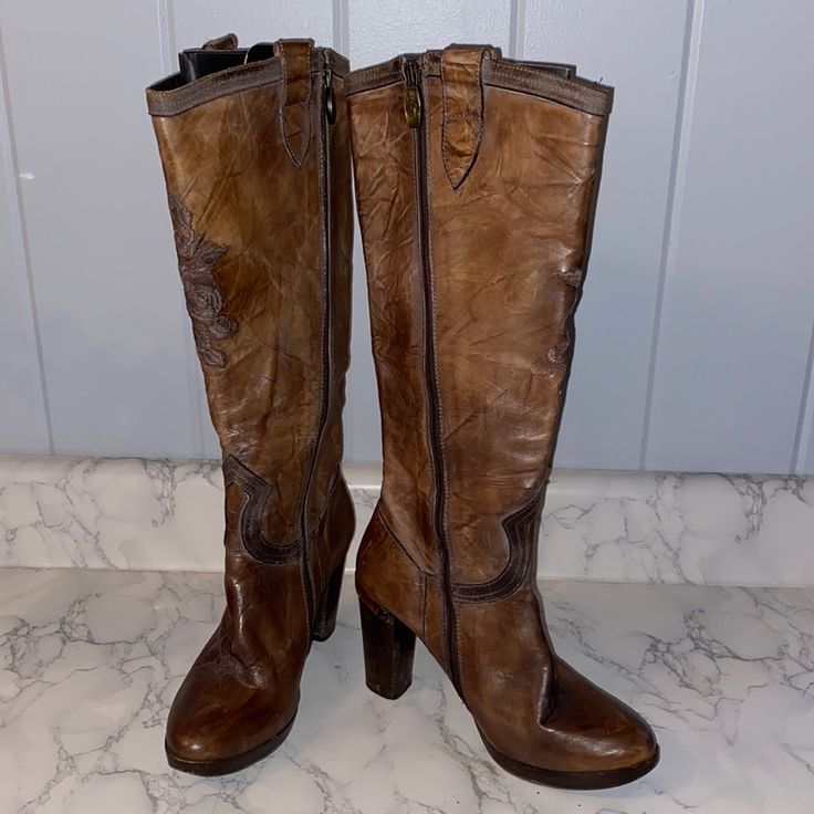 Brown Vero Cuoio Cowgirl Boots With Classic Pattern, Perfect Condition Classic Pattern, Cowgirl Boots, Shoes Heels Boots, Shoes Women Heels, Heeled Boots, Shoes Heels, Women Shoes, Boots, Heels