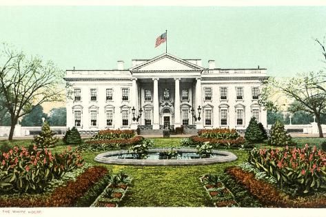 the white house in washington, d c with flowers and trees around it's perimeter