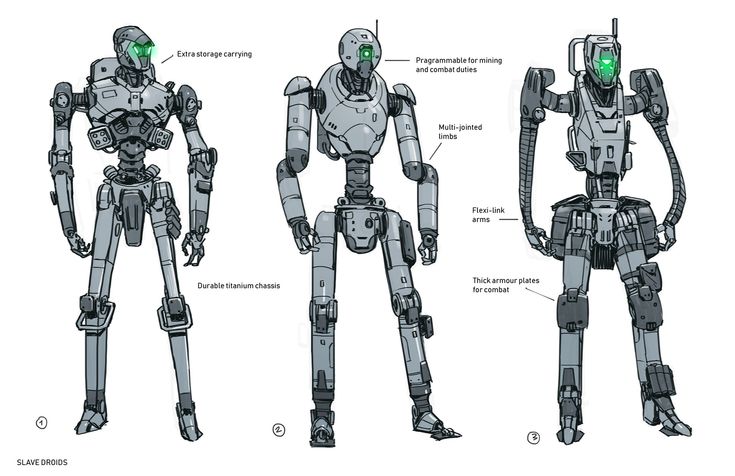 some type of robot with green eyes and arms, standing in three different positions on one side