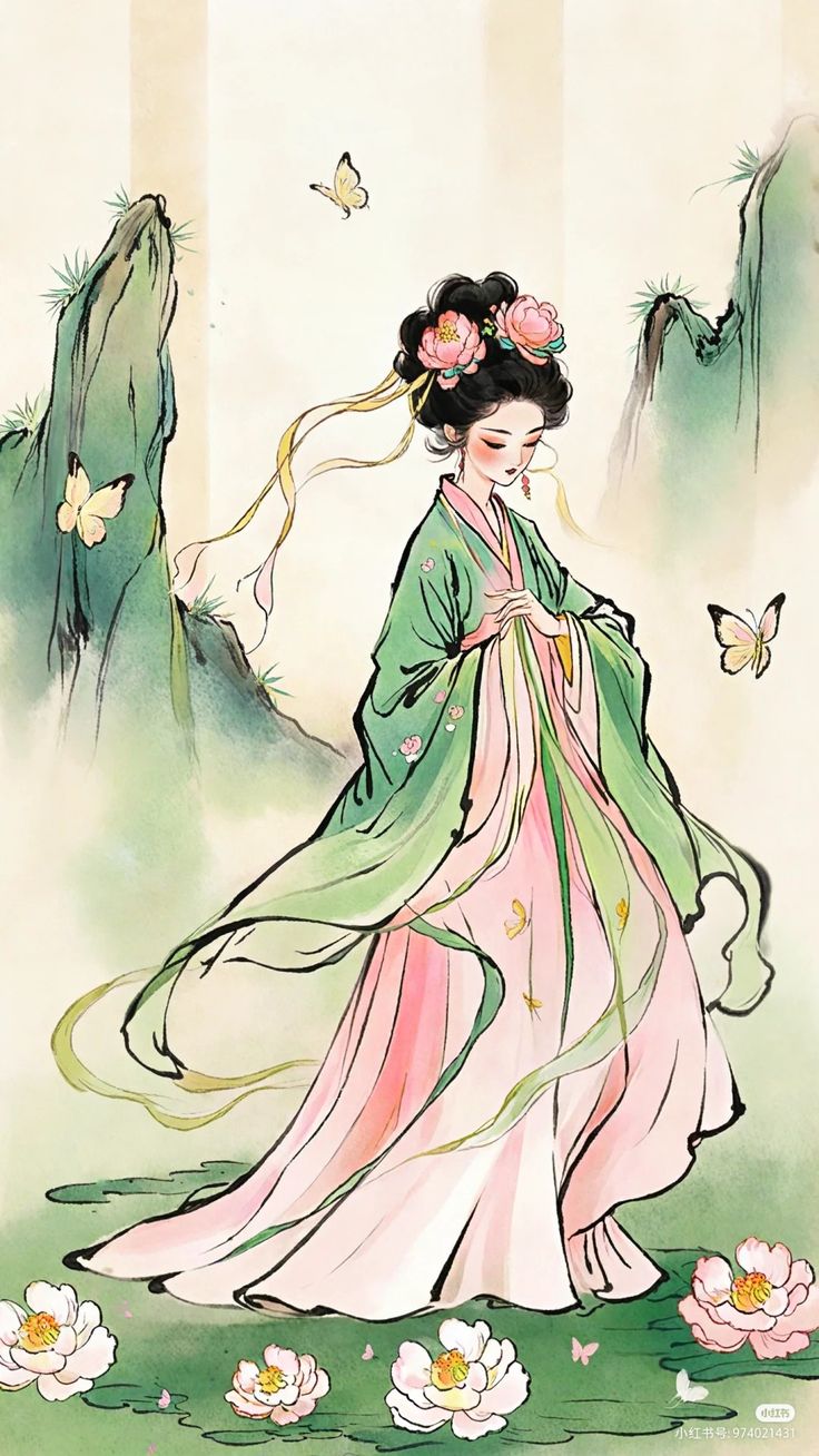 East Asian Fantasy Art, Asian Princess Art, Asian Inspired Art, China Art Illustration, Chinese Princess Aesthetic, Asian Drawing Reference, Japanese Drawing Aesthetic, Chinese Art Aesthetic, Chinese Woman Art