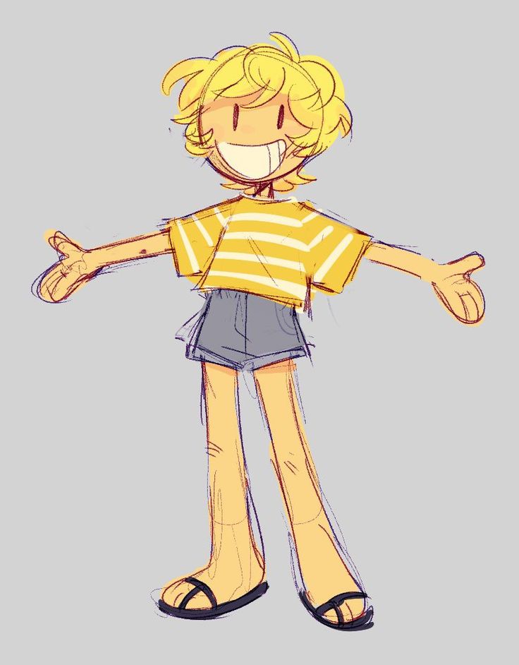 a drawing of a boy with his arms out