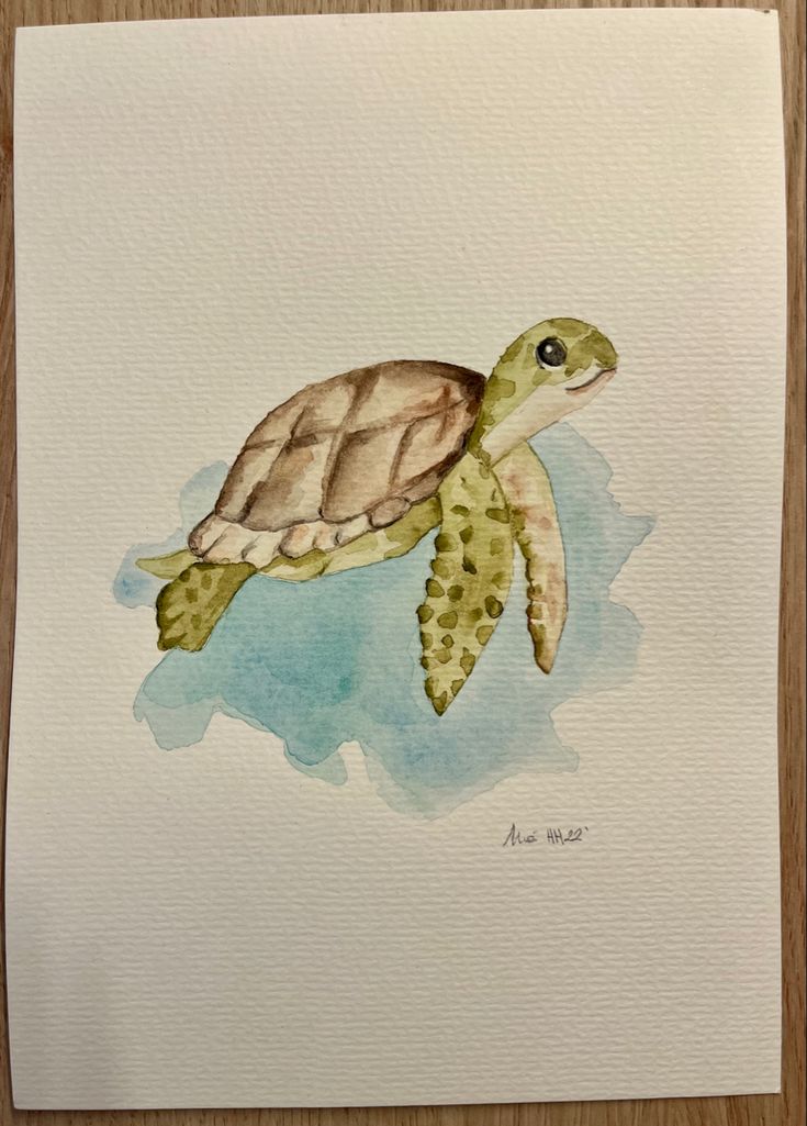 a watercolor painting of a sea turtle