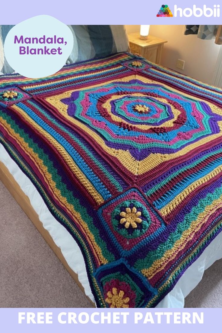 there is a crocheted blanket that has been made into a bedspread