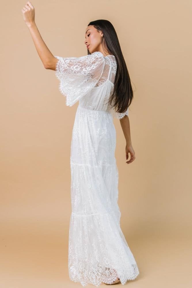 Three Tiered Skirt, White Lace Maxi Dress, Maxi Dress White, Baltic Born, Mid Length Sleeves, Casual Wedding Dress, Lace Maxi, Lace Maxi Dress, White Maxi Dresses