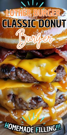 a cheeseburger is stacked on top of each other with the words, butterburger classic donut burger