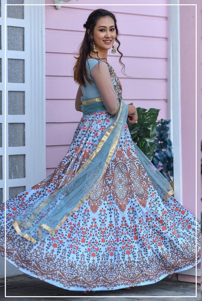 Embroidery Gown, Sky Blue Colour, Define Your Style, Lehenga Gown, Party Wear Gown, Anarkali Gown, Bridal Lehenga Choli, Anarkali Suit, Anarkali Suits