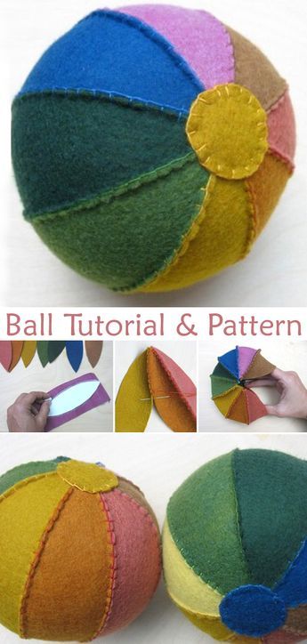 this is an image of a ball made out of felt and fabric with different colors