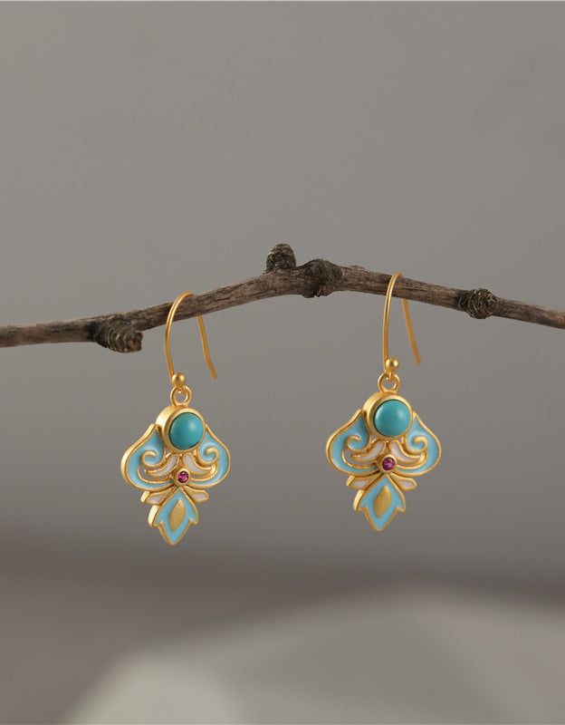 Features: Item Type: Vintage Earrings Gender: Female Process: Handmade Material: Imitation turquoise, Gold-plated Length: 16mm*30mm Color: Gold Elegant Turquoise Enamel Earrings, Turquoise Enamel Dangle Earrings, Turquoise Enamel Earrings For Gift, Turquoise Earrings, Vintage Earrings, Earrings For Women, Gender Female, Women's Earrings, Plating