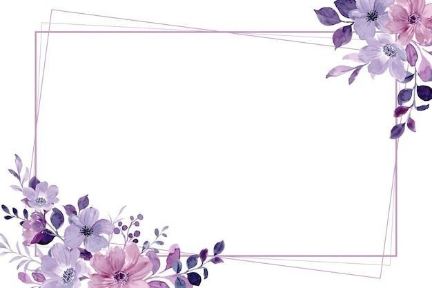 purple flowers and leaves on a white background with a pink rectangle in the middle