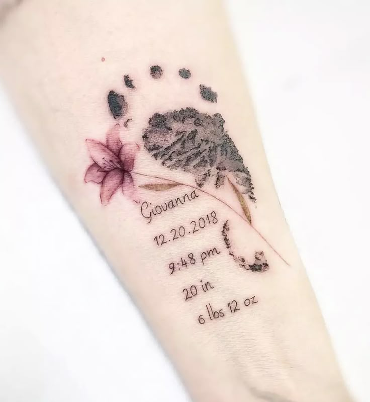 a foot with a flower on it and the words corona written in cursive writing