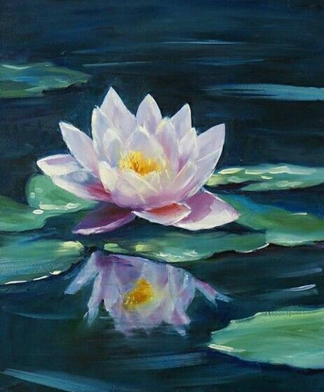 a painting of two water lilies in the pond