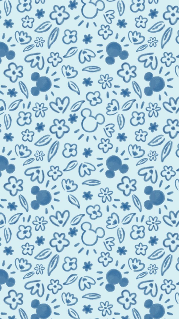 a blue and white mickey mouse pattern