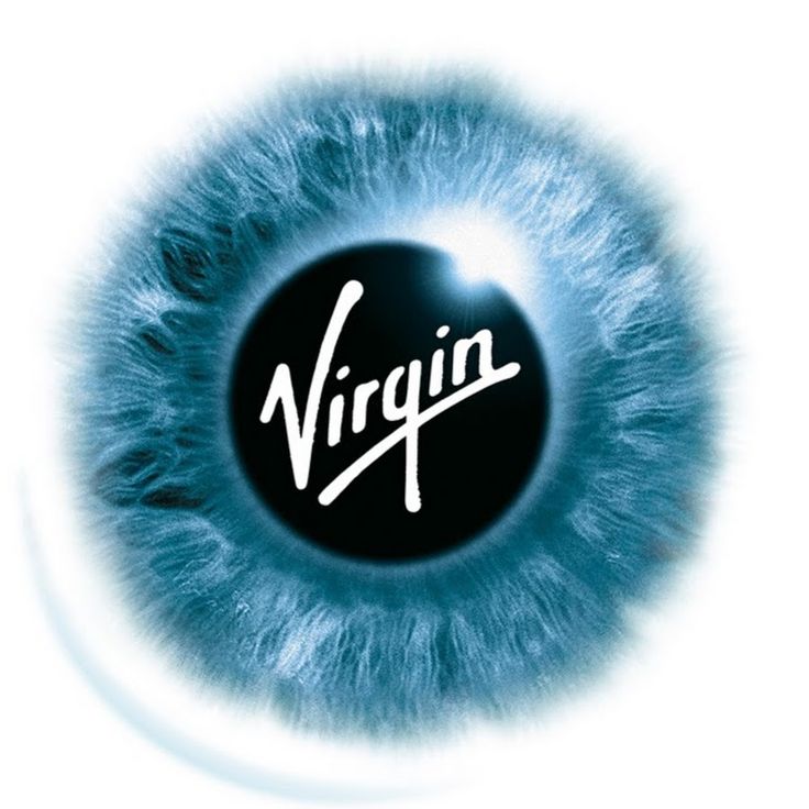 an eyeball with the word virgin in it's center, surrounded by blue fur