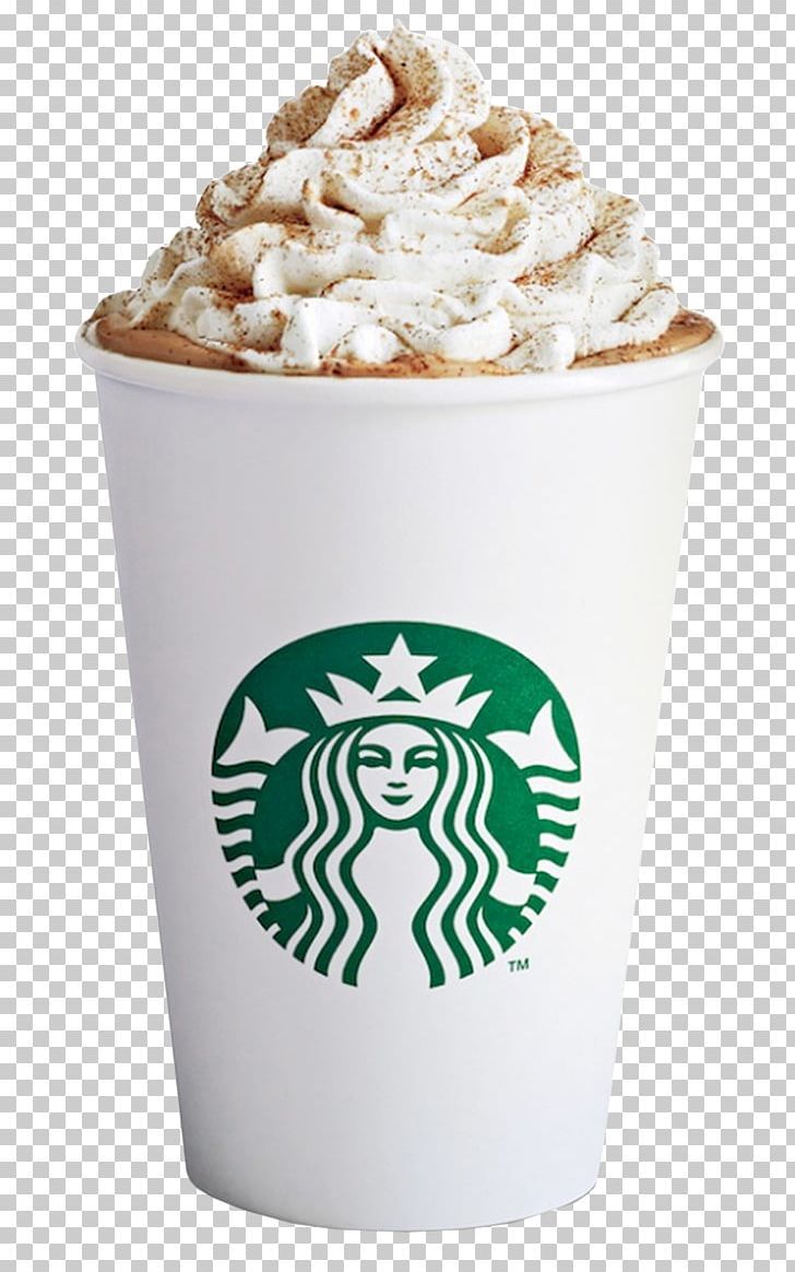 a starbucks cup filled with whipped cream and cinnamon