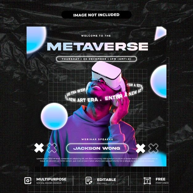 a web page with an image of a man wearing a virtual headset and text that reads,'welcome to the metaverse '