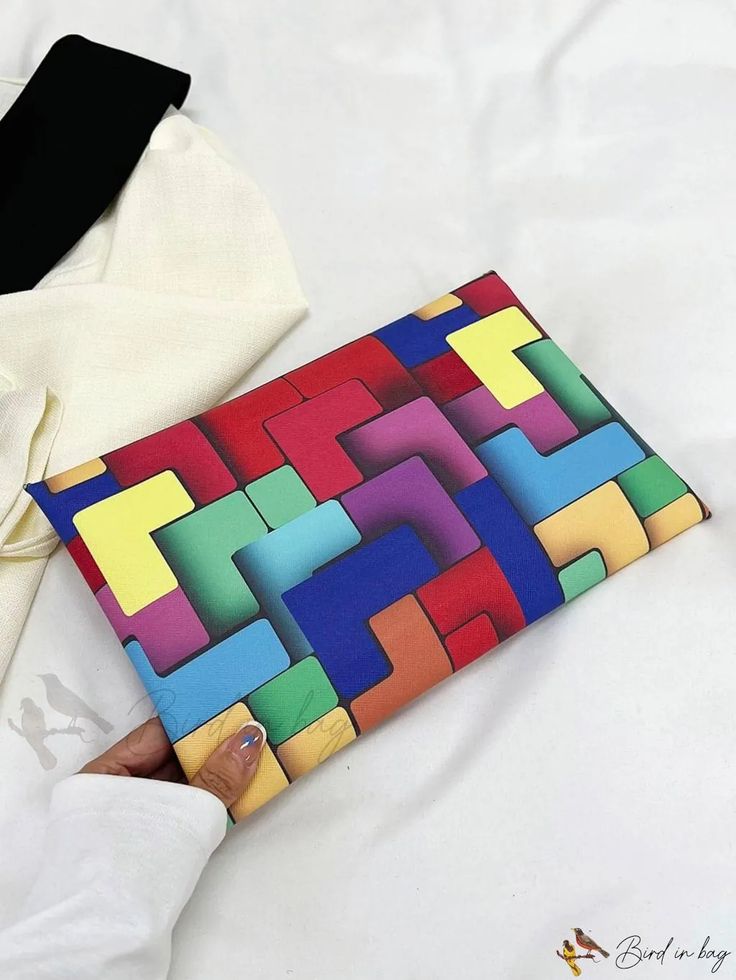 Bird in Bag - Geometric Pattern Envelope Bag Trendy Multicolor Crossbody Clutch, Trendy Square Clutch For Daily Use, Trendy Rectangular Shoulder Bag With Laptop Sleeve, Multicolor Rectangular Office Shoulder Bag, Trendy Square Clutch For Shopping, Trendy Envelope Clutch For Daily Use, Modern Multicolor Clutch Bag, Modern Multicolor Rectangular Clutch, Trendy Multicolor Pouch Clutch