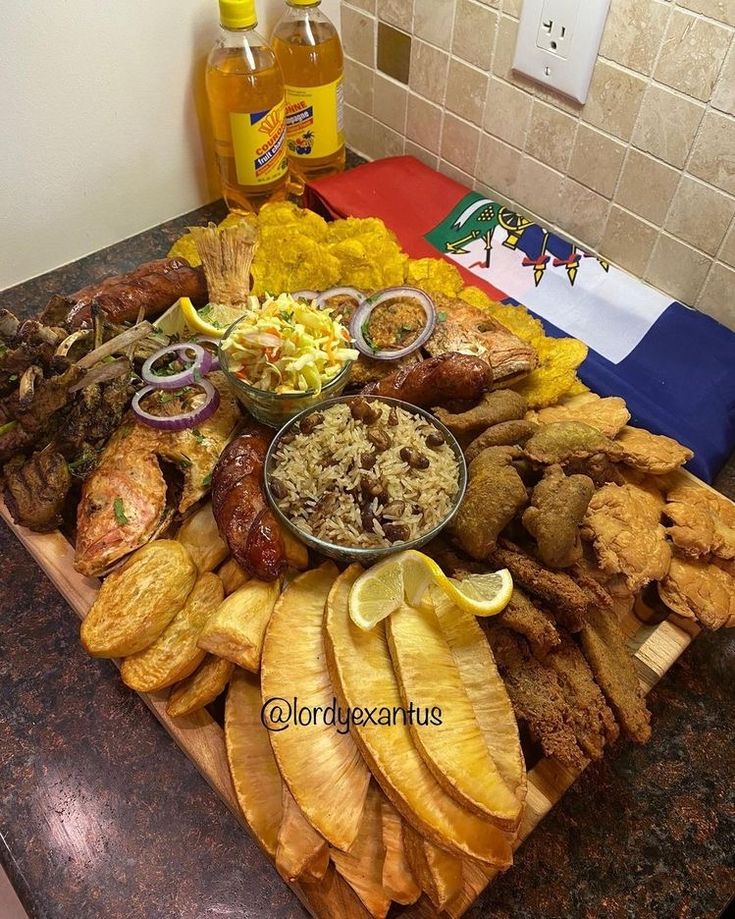 a table topped with lots of different types of food