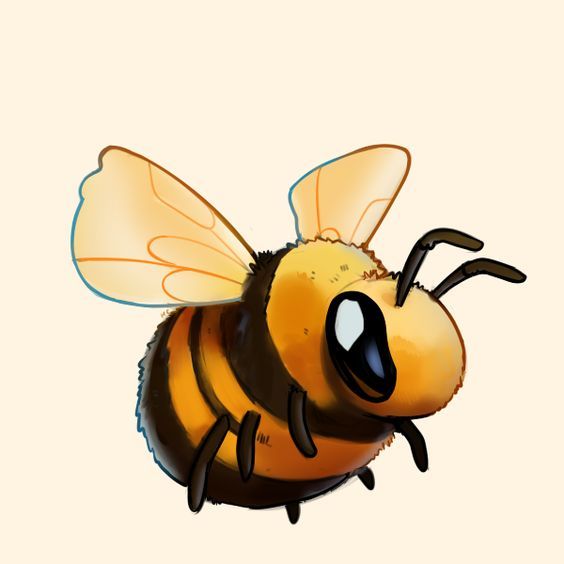 a drawing of a bee with big eyes