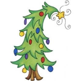 a drawing of a green christmas tree with decorations on it's branches and an ornament in the shape of a star