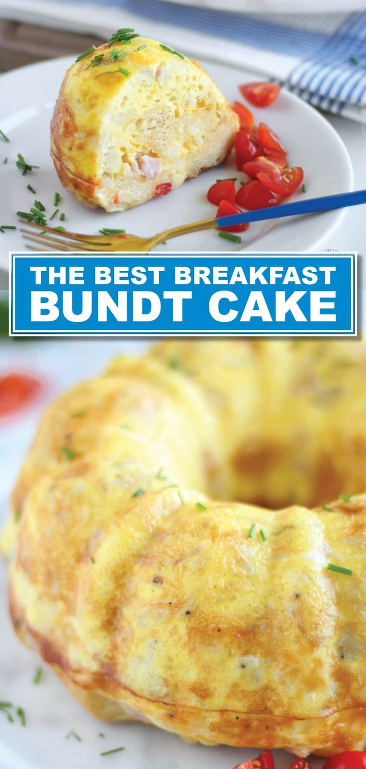 the best breakfast bundt cake recipe is made with eggs and cheese, then topped with tomatoes