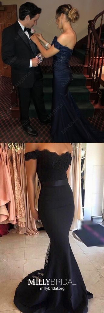 Long Prom Dresses Mermaid, Dark Navy Formal Evening Dresses Off The Shoulder, 2019 Modest Military Ball Dresses Lace, Sexy Pageant Graduation Party Dresses Open Back #MillyBridal #darknavydress #mermaiddress #lacedresses #openbackdress #formaldresses Navy Prom Dress Long, Spring Formal Dresses, Trendy Dresses Formal, Navy Prom Dresses, Open Backs, Military Ball Dresses, Winter Formal Dresses, Prom Dresses Sleeveless, Military Ball