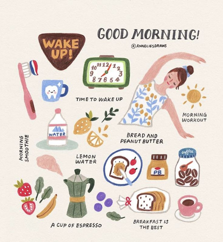 Good morning! What are your daily rituals or daily habits that bring you peace? Love this illustration of a good morning ritual routine. #morningrituals #dailyrituals #dailyroutines Vie Motivation, Self Care Activities, Cute Illustration, Art Paint, Morning Routine, Better Life, Happy Life, Graphic Illustration, Self Help