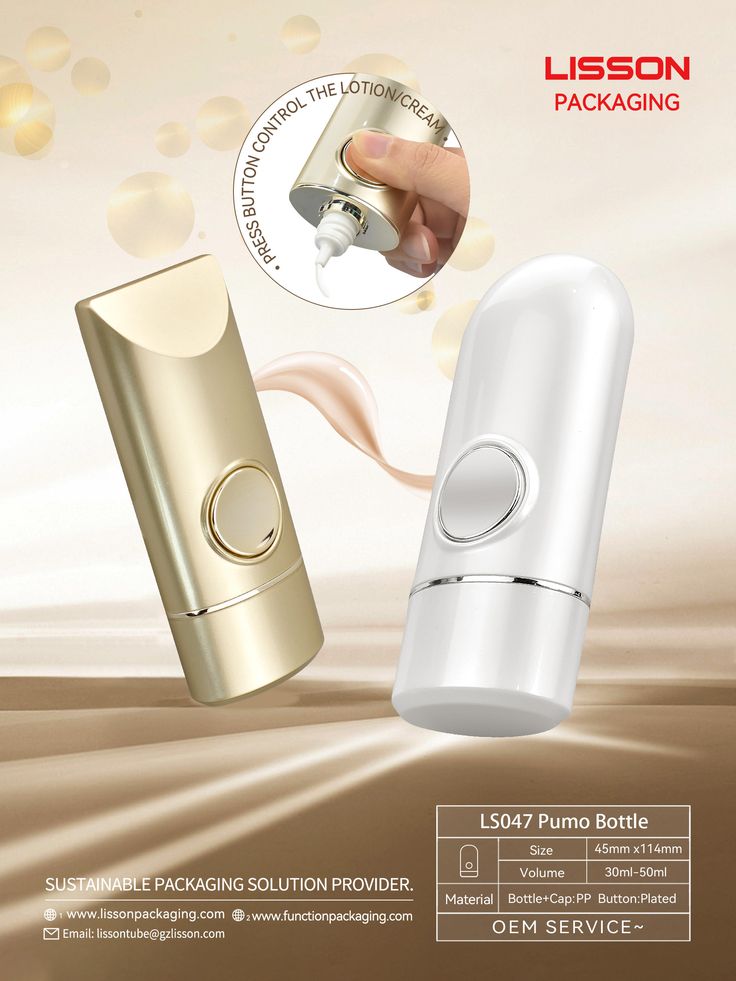 Manufacture Cosmetic Skin Care Packaging Press Button Cream Cosmetic Packaging Container Pump Bottle #CosmeticBottle #PumpBottle #SkinCare #CosmeticCream Eco Friendly Packaging Design, Skin Care Packaging, Pump Bottle, Makeup Tricks, Cosmetic Bottles, Cosmetic Containers, Cosmetic Skin Care, Product Development, Eco Friendly Packaging