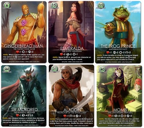 the card game has six different characters in each character's avatar, including one woman and