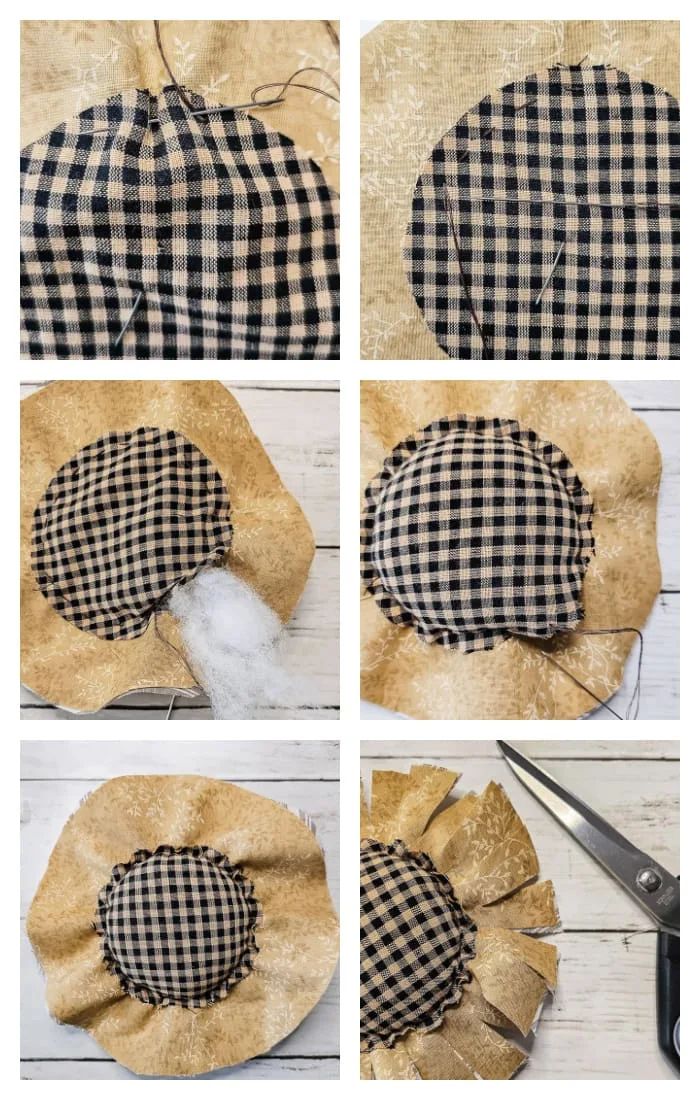 step by step instructions on how to make a diy plaid fabric flower headband