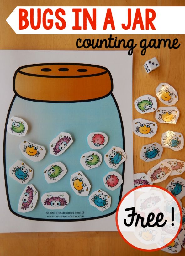 a bug in a jar counting game with free printables