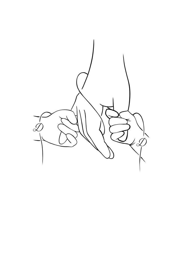 a drawing of two hands holding something in one hand and another hand reaching for the other