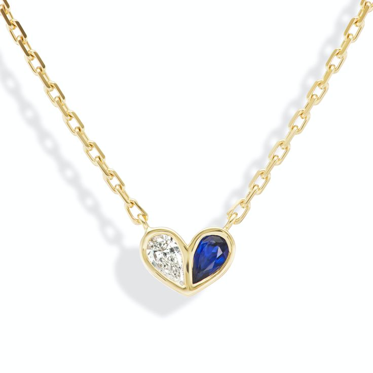 A modern take on a heart design, the sweetheart necklace is the perfect personalized style. Customize with your favorite color or gemstones of your choice. Available in 18K Yellow Gold Gemstone weight = approx. 0.20 carats each Pendant = 9 x 6.5mm Diamond =F-G+ SI1+ Chain length = 16in Colored stones are natural and color may slightly vary Certain gemstones are cabochon cut or faceted cut For custom orders please contact info@stephaniegottlieb.com This item is FINAL SALE Sapphire Heart Cut Gemstone Necklace, Heart Cut Sapphire Gemstone Necklace, Diamond Heart Cut Gemstone Necklace, Heart Cut Diamond Gemstone Necklace, Sapphire Heart Pendant Necklace For Wedding, Heart Cut Sapphire Necklace Gift, Diamond Heart Cut Birthstone Necklaces, Heart Cut Sapphire Necklace As Gift, Diamond Heart Cut Birthstone Necklace