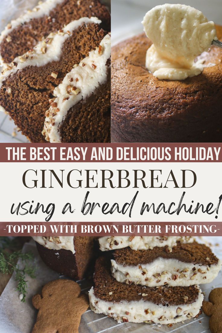 bread machine recipes Moist Gingerbread, Bread Machine Cinnamon Rolls, Christmas Bread Recipes, Spicy Gingerbread, Molasses Bread, Gingerbread Loaf, Best Bread Machine, Brown Butter Frosting, Holiday Bread