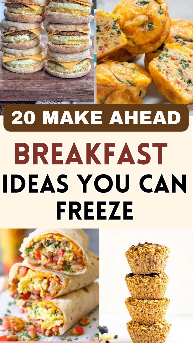 Breakfast Ideas For Freezer. "Save time on busy mornings with these premade Breakfast Ideas for the Freezer! Perfect for meal prep. From breakfast burritos to smoothie packs,oats, muffins, sandwiches these make-ahead freezer breakfast are ideal for busy families and quick weekday fuel. Prep, freeze, and enjoy a stress-free morning!"Breakfast Made Ahead Of Time, Breakfasts To Freeze, Premade Frozen Breakfast Make Ahead Freezer Meals Breakfast, Breakfast Meal Prep Freezable, Breakfast Sandwich Prep For The Week, Make Ahead Frozen Breakfast Burritos, Breakfast Ahead Of Time, Light Breakfast Meal Prep, Whole Food Breakfast Meal Prep, Freezer Breakfast Oatmeal, Sweet Breakfast Meal Prep