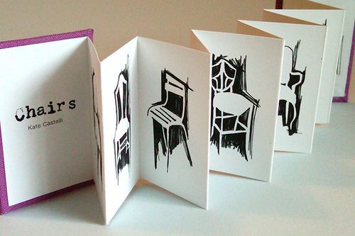 three folded cards with chairs on them