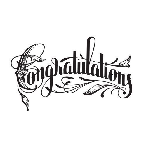 congratulations handwritten lettering in black ink