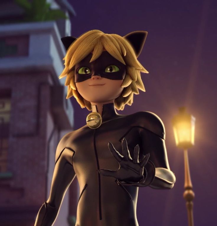 an animated catwoman standing in front of a street light