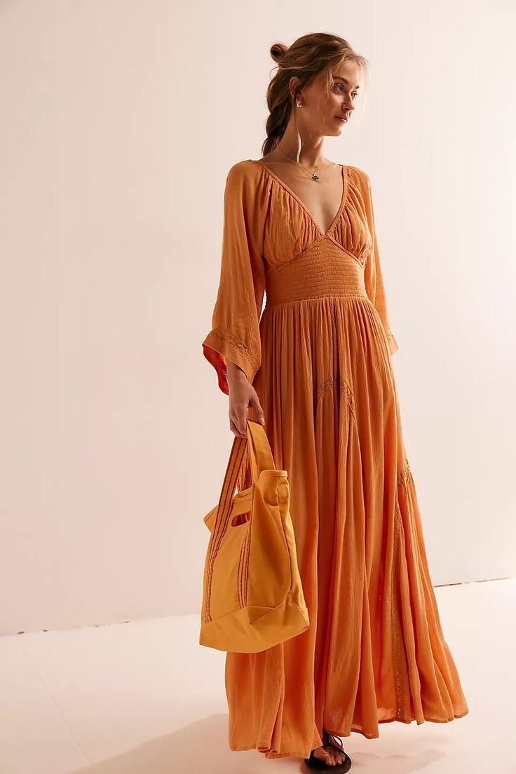 Ladies Day Dresses, Orange Maxi Dress, Exaggerated Sleeves, Day To Night Dresses, Women Long Sleeve Dress, Womens Floral Dress, Womens Cocktail Dresses, Women's Evening Dresses, Formal Dresses For Women