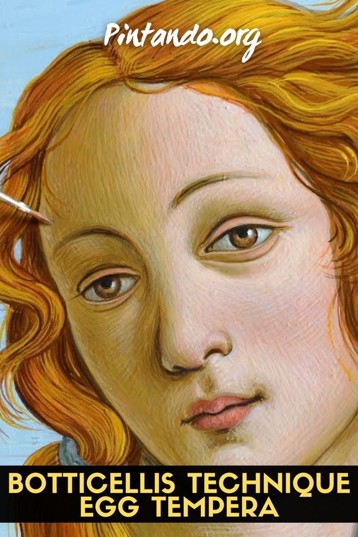 a painting of a woman's face with the words botticellas technique egg tempera