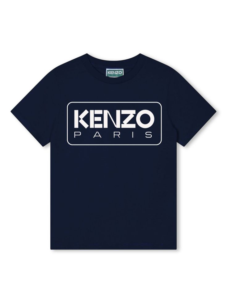 navy blue cotton jersey texture logo print to the front crew neck short sleeves straight hem Texture Logo, Dress With Jean Jacket, Gucci Kids, Dolce And Gabbana Kids, Kenzo Kids, Designer Kids Clothes, Kids Jordans, Kids Logo, Stella Mccartney Kids