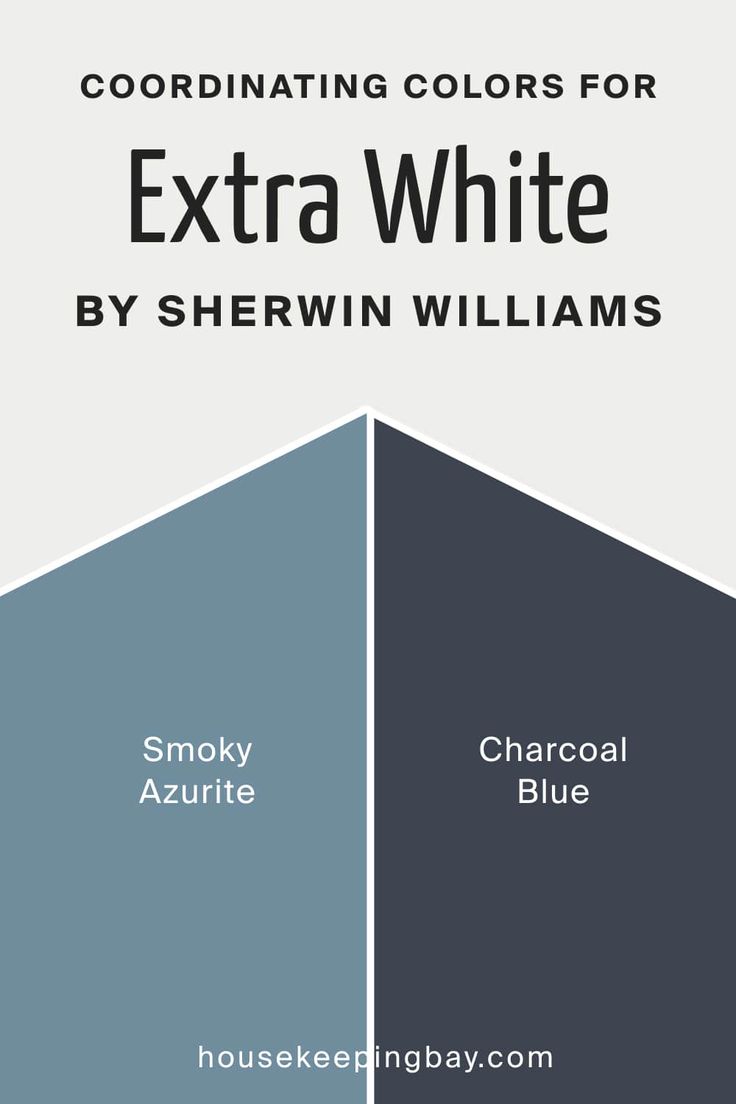 the color scheme for extra white by sherylin williams and charcoal blue is shown