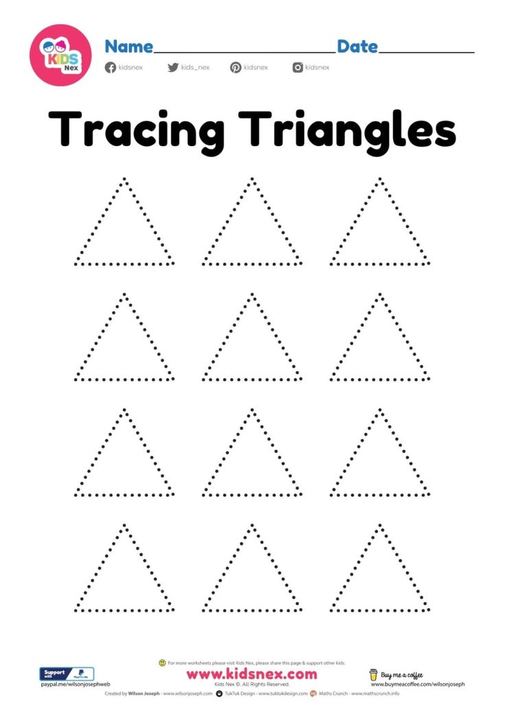 traceng triangles worksheet for children to practice their handwriting and writing with numbers