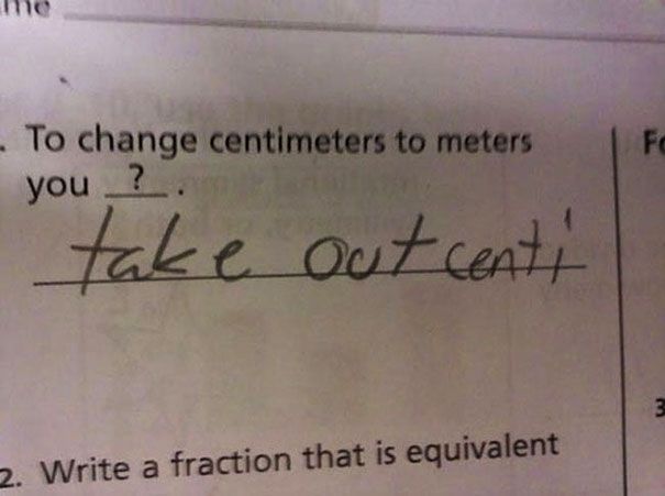 a piece of paper with writing on it that says to change centimetersters to meters you take out