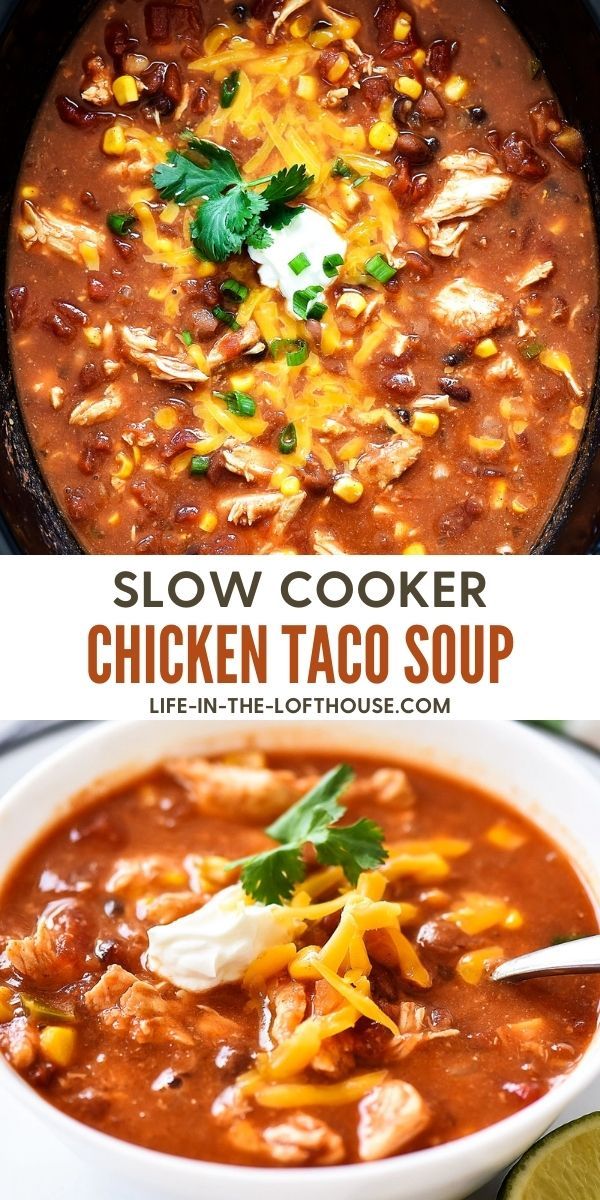 slow cooker chicken taco soup in a white bowl