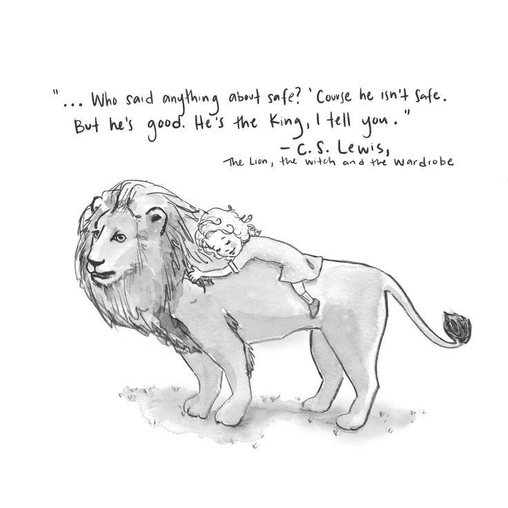 a drawing of a lion with a child on it's back and the words, who