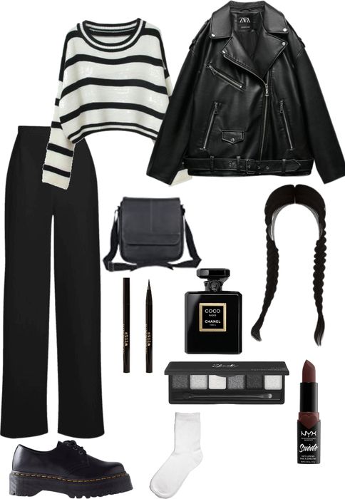 Wednesday Outfit | ShopLook Wednesday Addams Outfit, Wednesday Outfit, Class Outfits, Future Outfit, Hair Braid, Wednesday Addams, All Black Outfit, Goth Outfits, Alternative Outfits